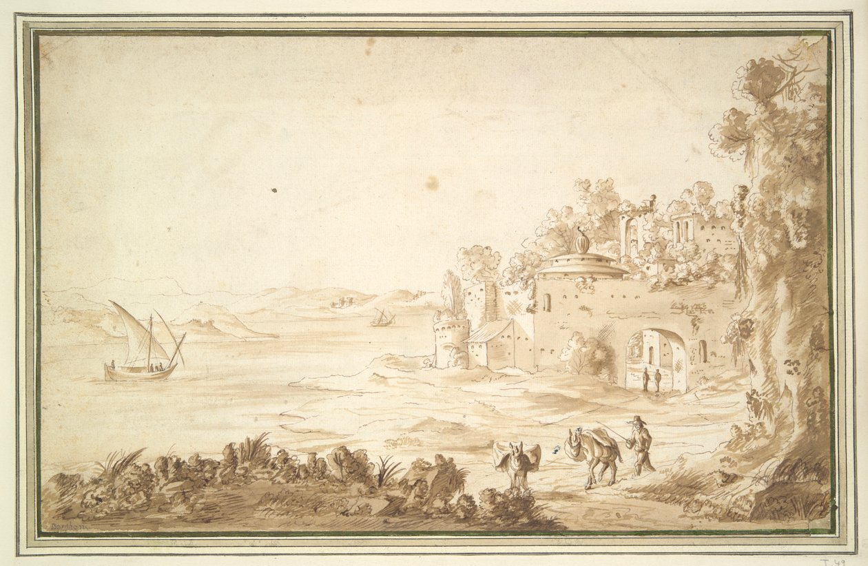 Bir Nehrin Yanındaki Harabeler by Unknown
