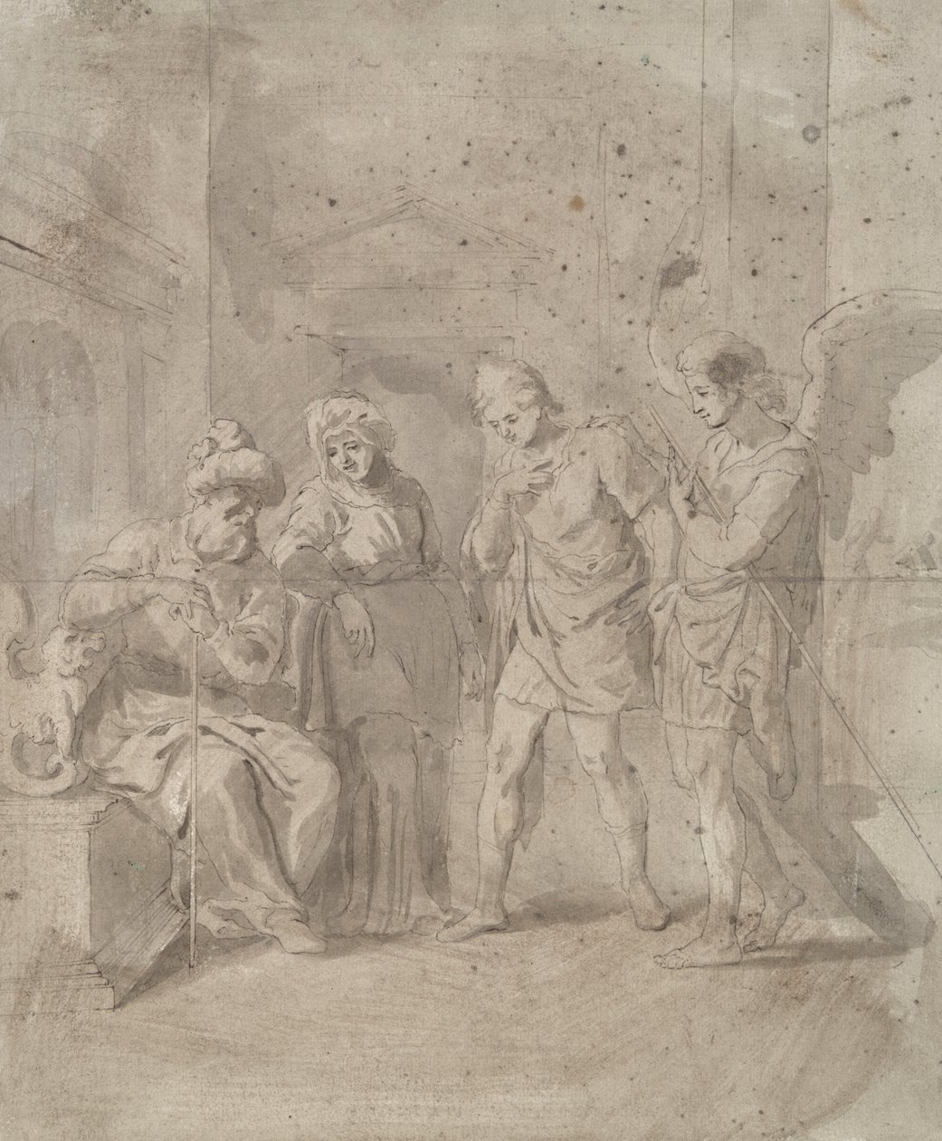 Tobit ve Anne Babasını Bırakan Melek by Unknown