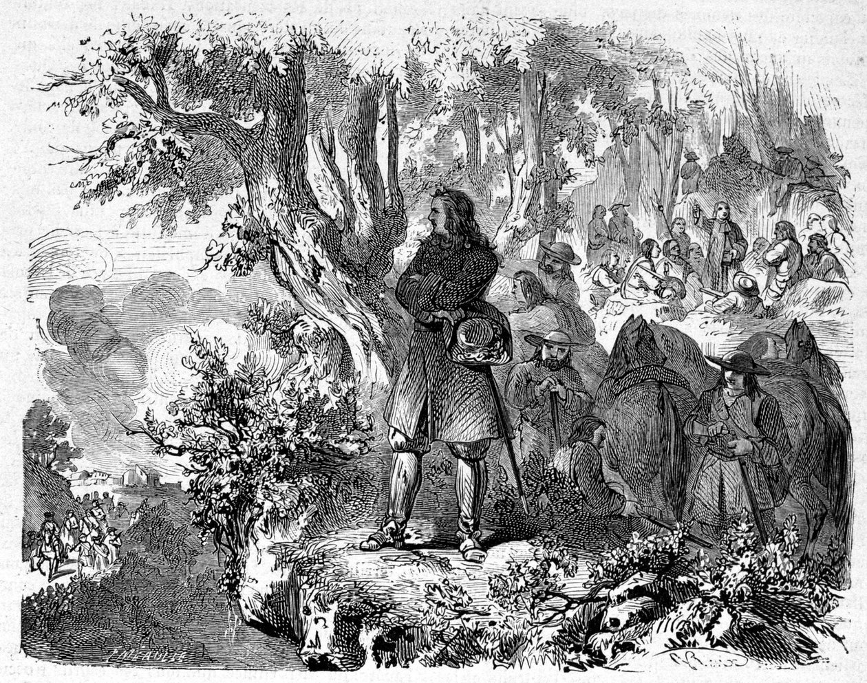 Cévennes'deki Camisardlar. 19. yüzyıl gravürü. by Unknown artist