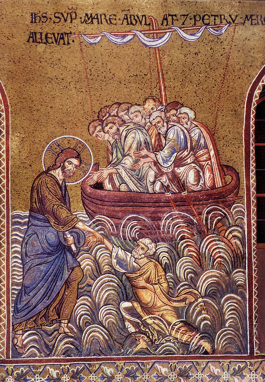 sular üzerinde yürüyen İsa by Unknown artist