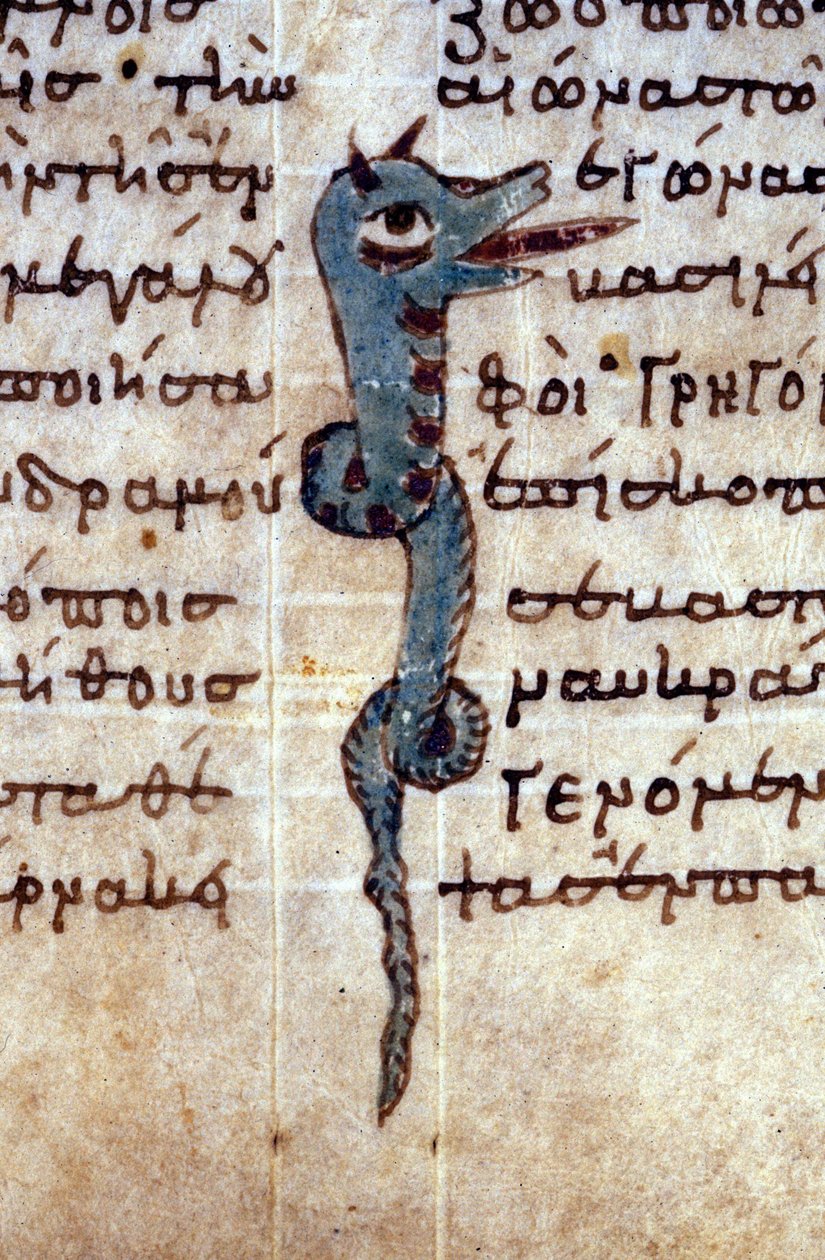 Yılan temsili. 12. yüzyıl el yazması. by Unknown artist