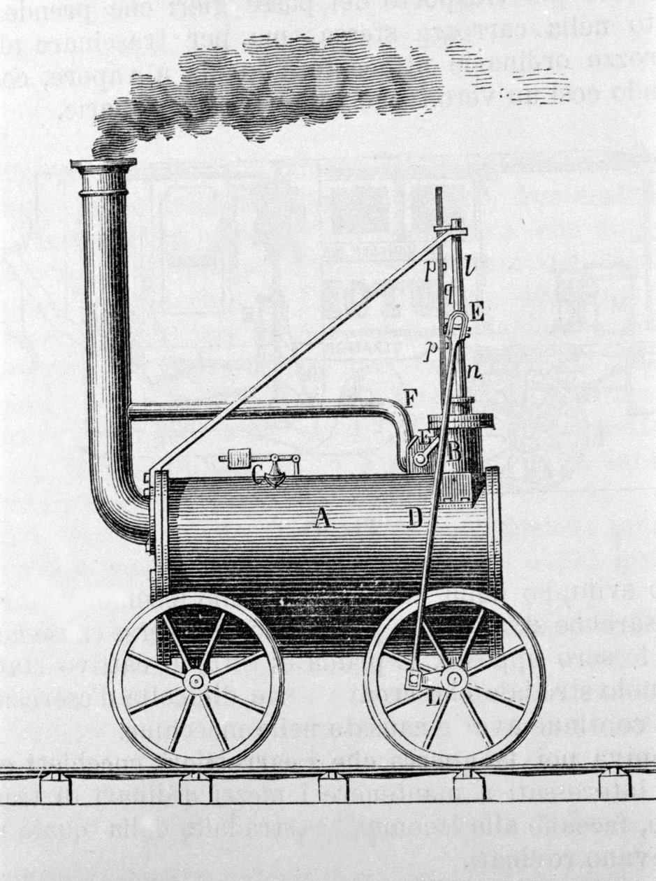 Trevithick lokomotifi. 19. yüzyıl gravürü. by Unknown artist