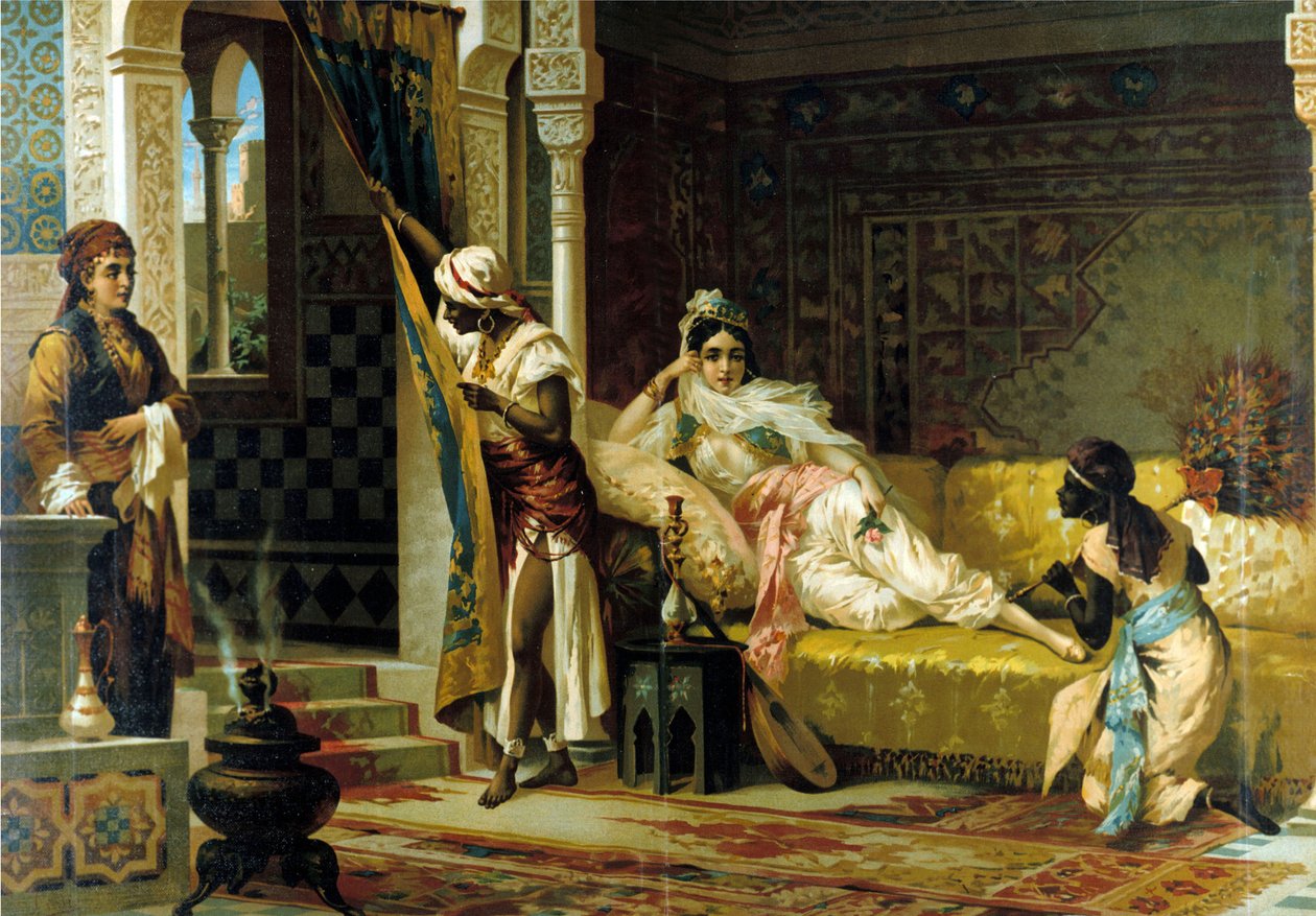 Harem. 19. yüzyıl kromolitografisi. by Unknown artist