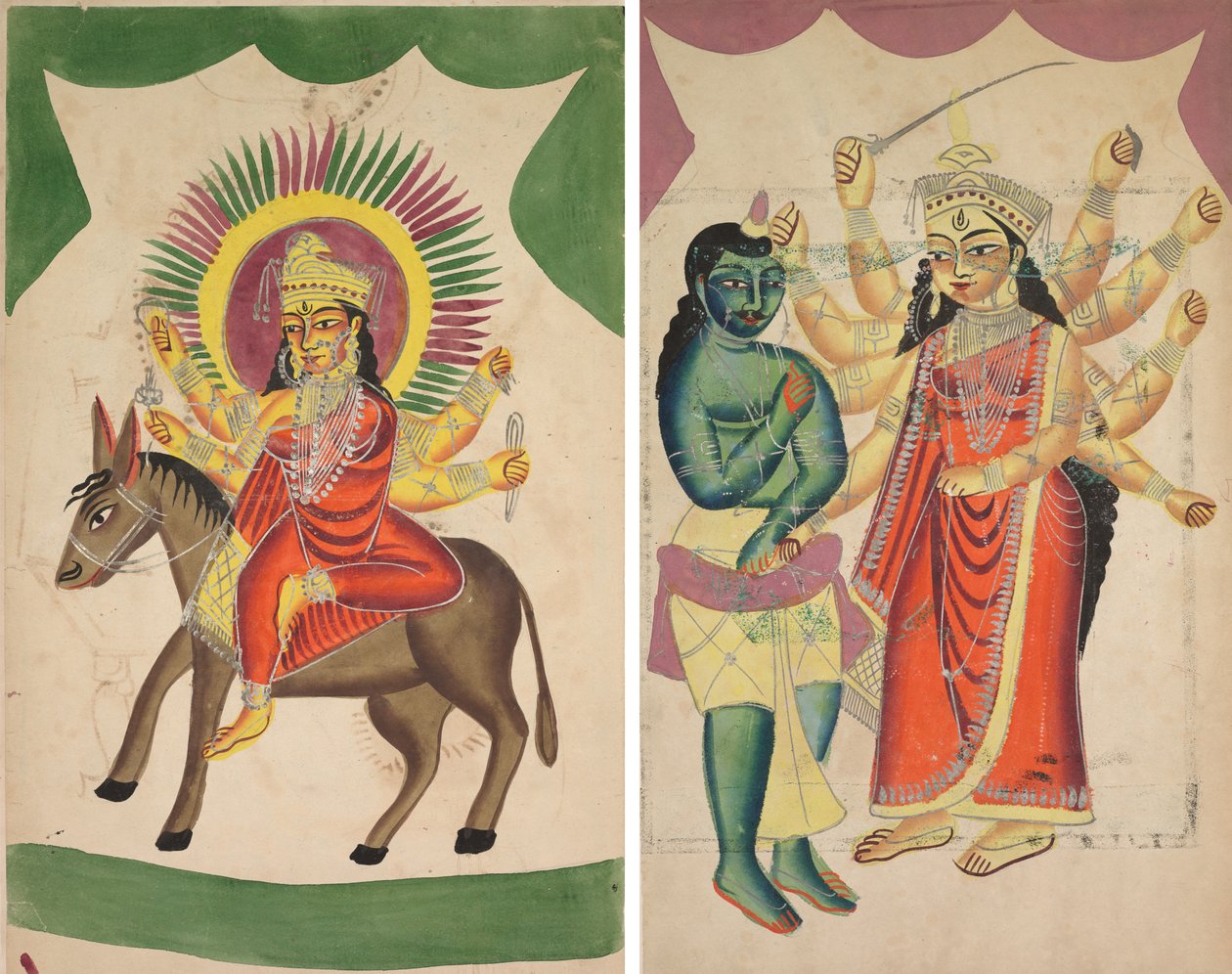 Sheetaladevi: Çiçek Tanrıçası (recto); Durga (ters) by Unknown artist