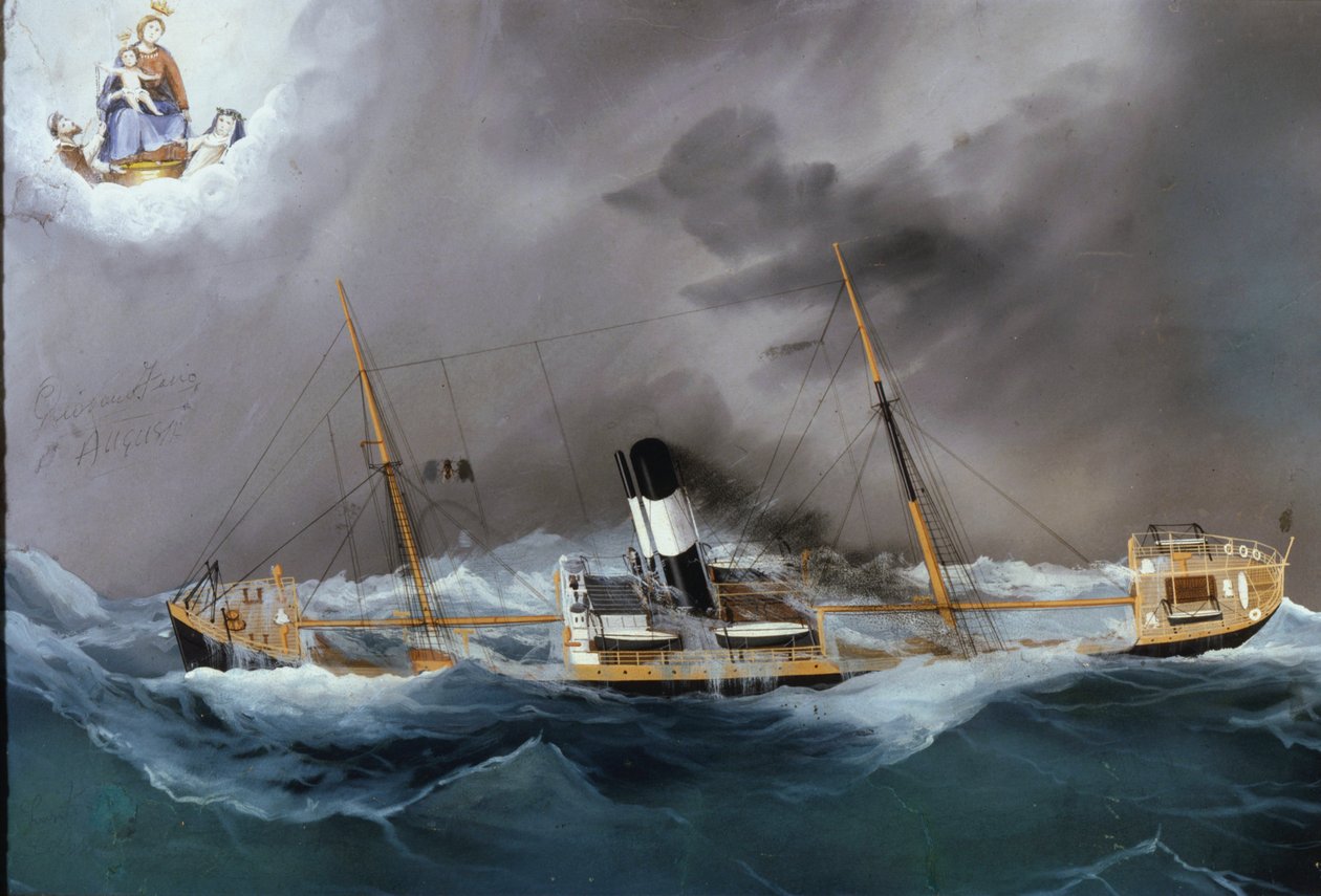 Bir fırtınada vapur. by Unknown artist