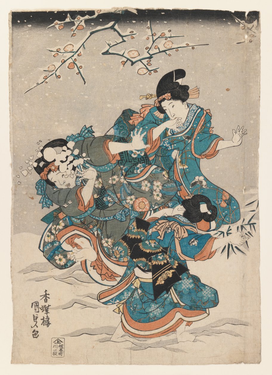 Kar Sahnesi (renkli tahta baskı) by Utagawa 1786 1864 Kunisada
