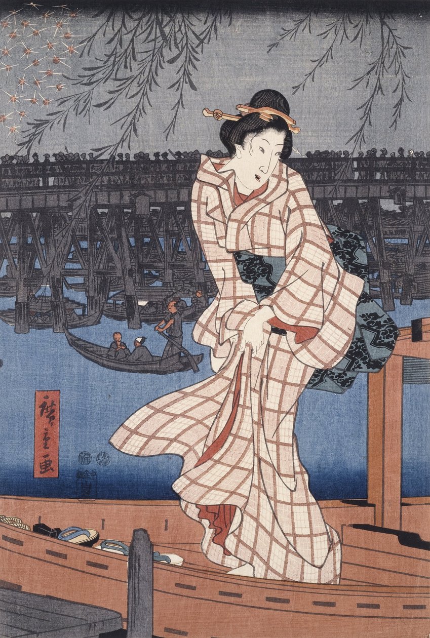 Sumida nehrinde akşam by Utagawa Hiroshige