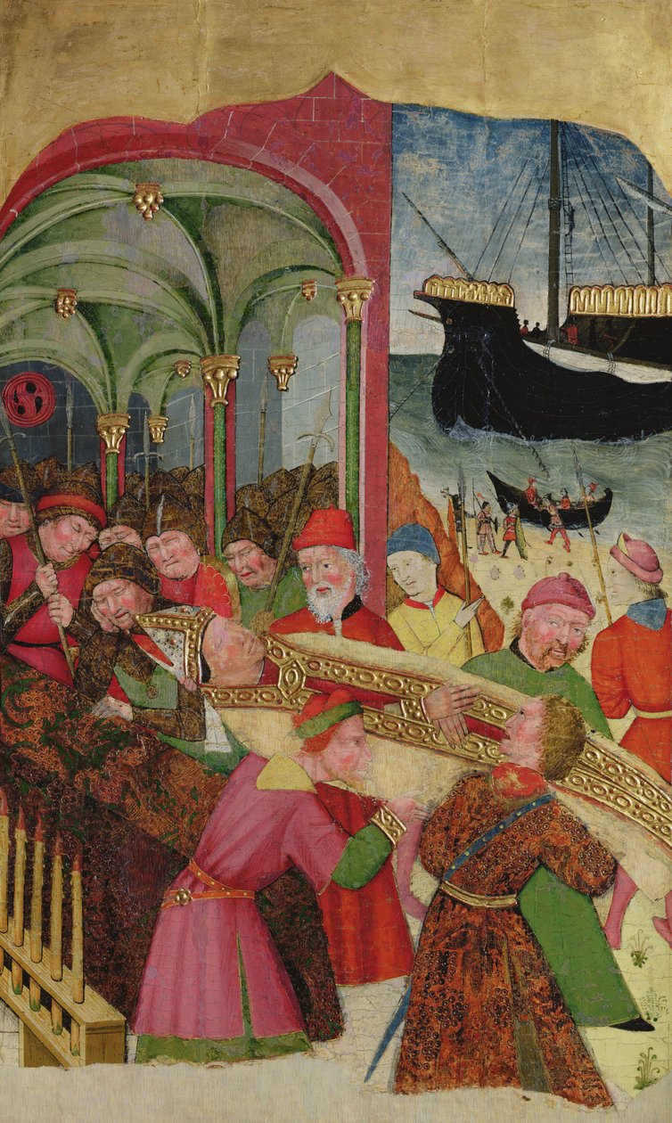 Bir Piskoposun Mezarı (panelde yağ ve altın) by Valencian School