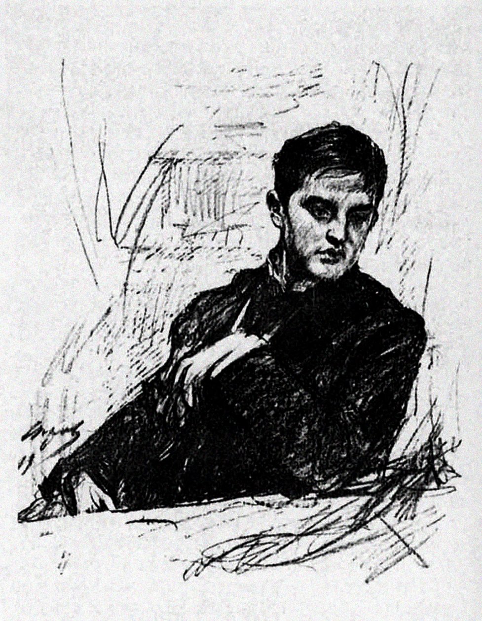 Dmitry Filosofov (kağıt üzerinde kömür) by Valentin Aleksandrovich Serov