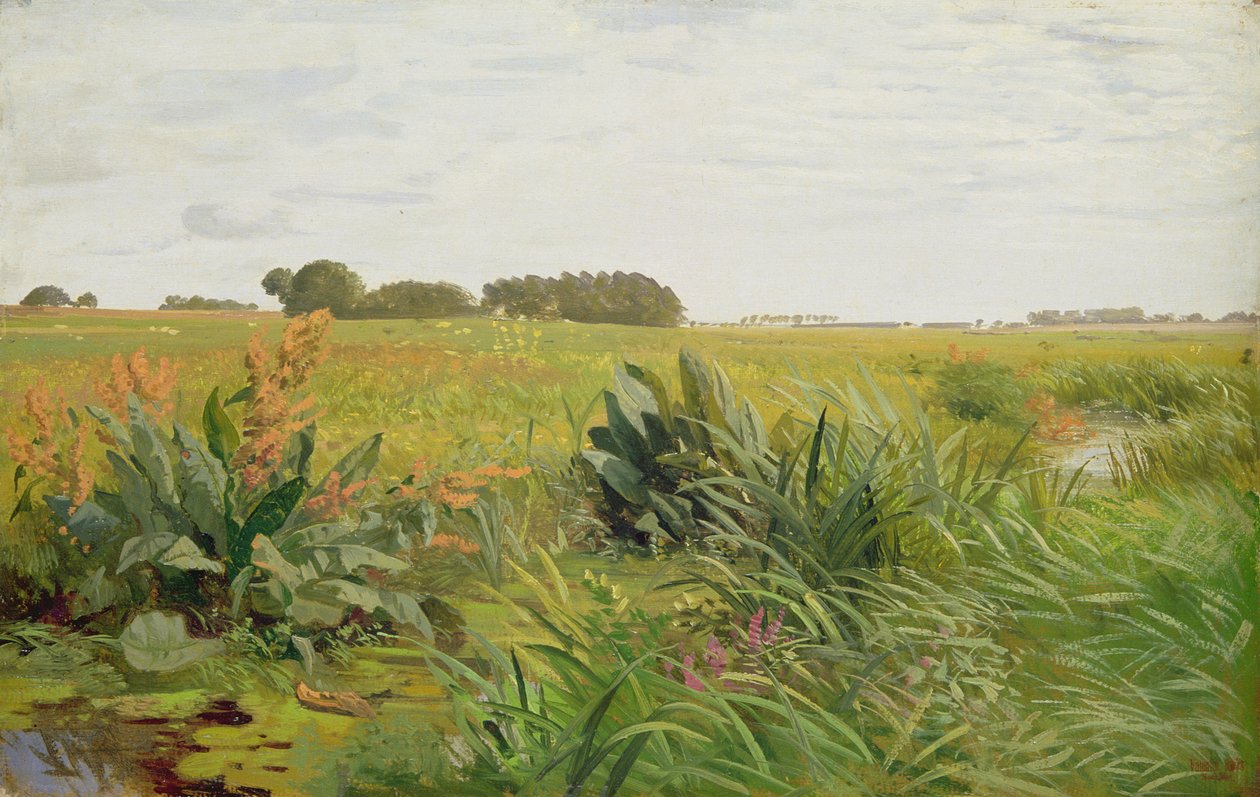 Geest ve Marsh arasında, c.1880 (tahta üzerine kağıt üzerine yağlı boya) by Valentin Ruths