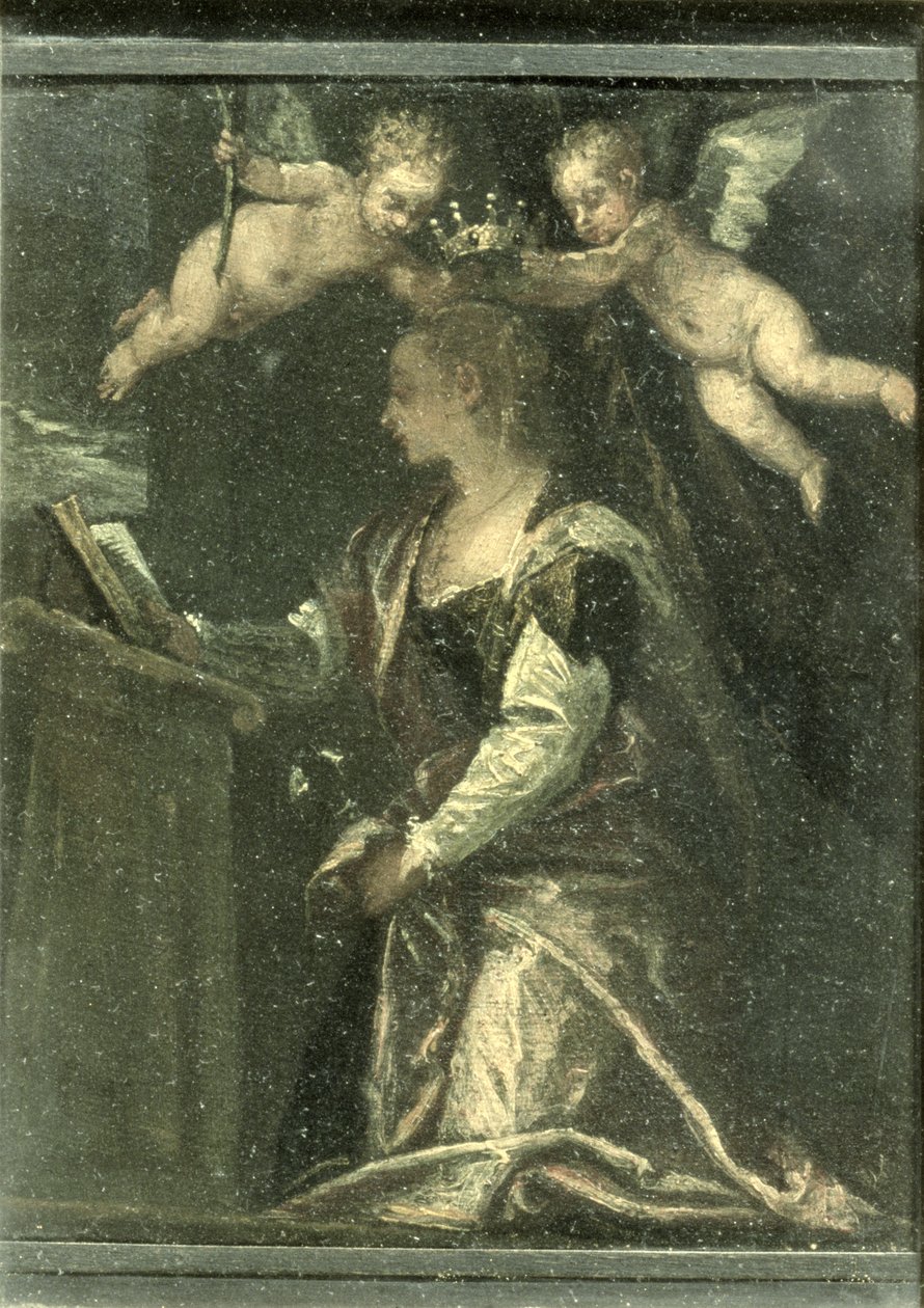 Melekler tarafından taçlandırılmış Aziz Agatha (panel) by Paolo Veronese