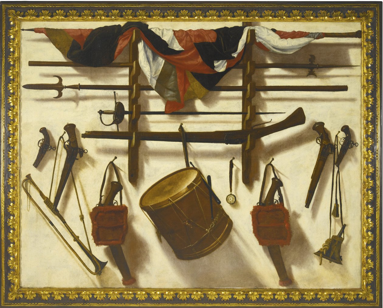 Silah raflı Trompe loeil by Vicente Victoria or Vitoria