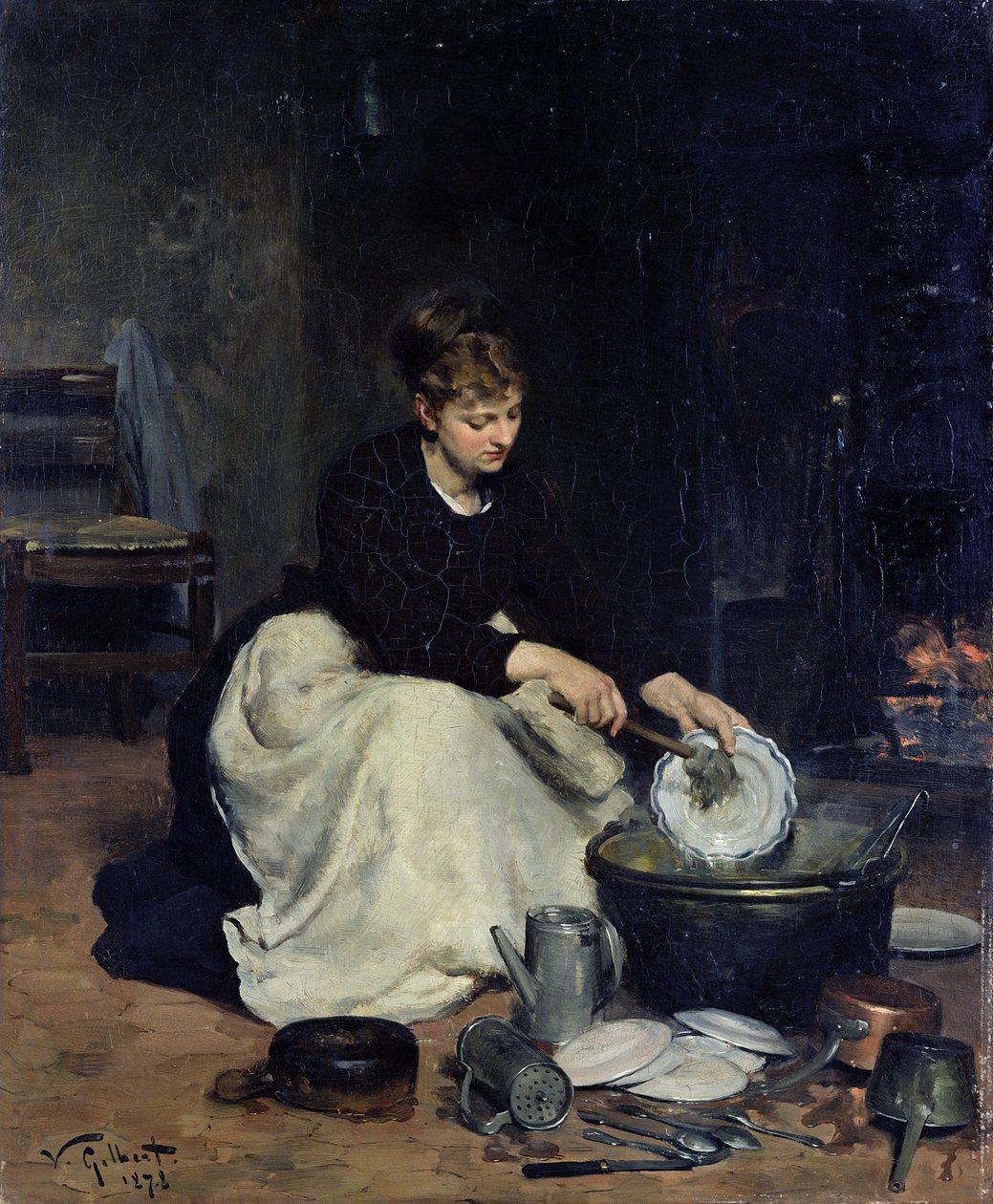 Mutfak Hizmetçisi Bulaşık by Victor Gabriel Gilbert