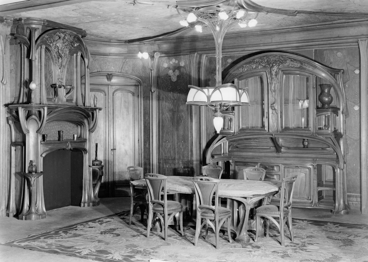 Art Nouveau dining room, 1903-06 (bw photo) by Eugene Vallin