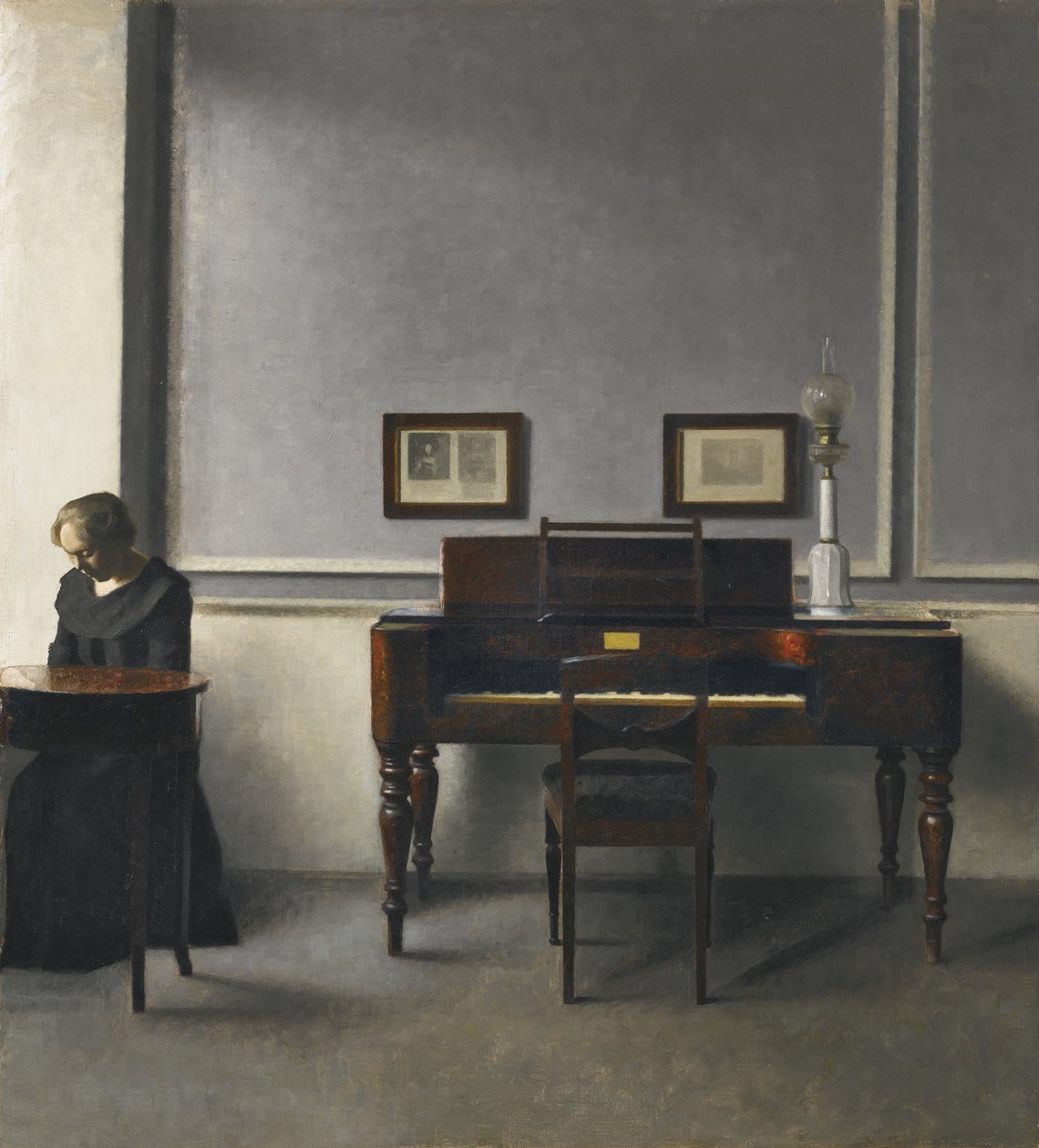 Piyanolu Bir İç Mekanda Ida by Vilhelm Hammershøi