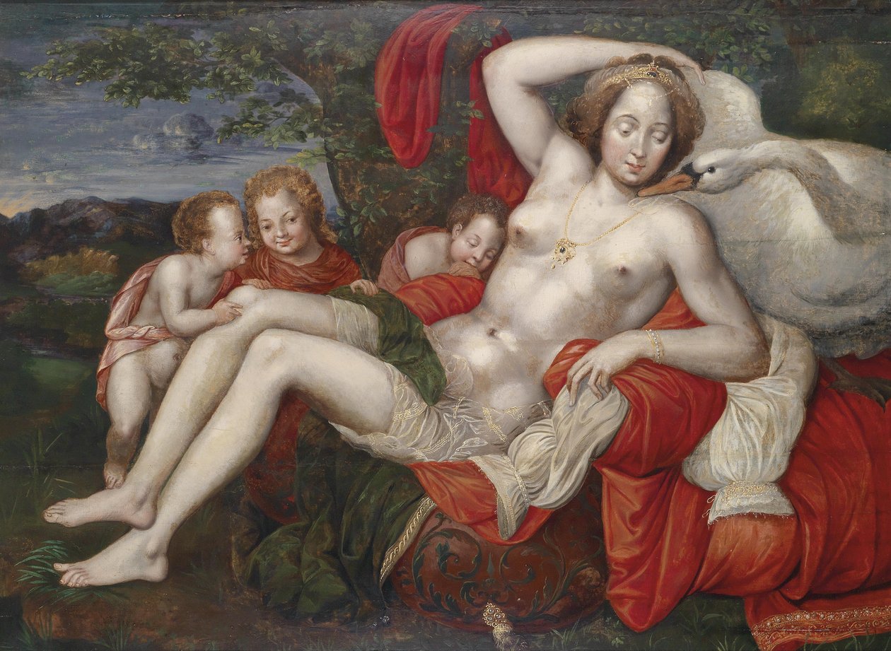 Leda ve kuğu by Vincent Sellaer