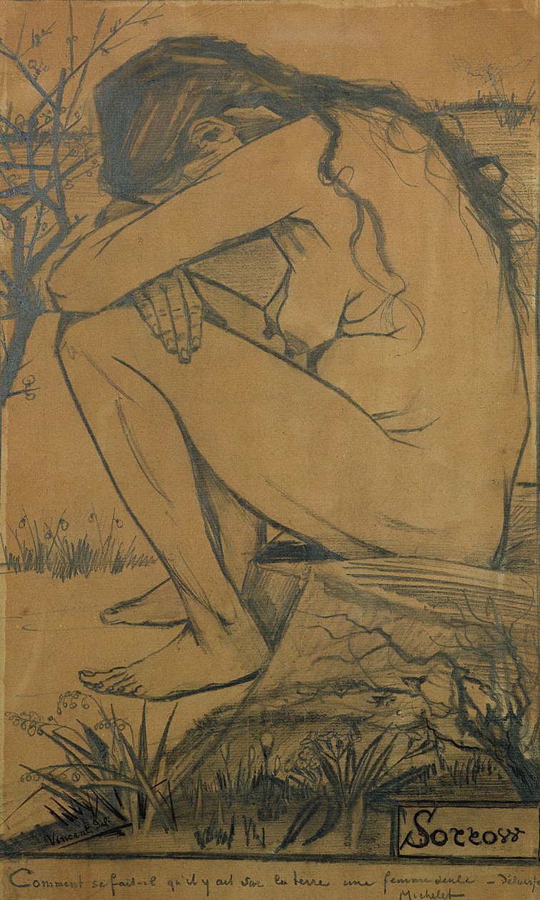 Sorrow, 1882 (kalem, tükenmez kalem ve mürekkep) by Vincent van Gogh