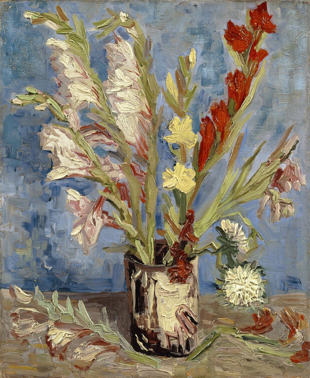 Bahçe Glayöl ve Çin asterleri ile vazo by Vincent van Gogh