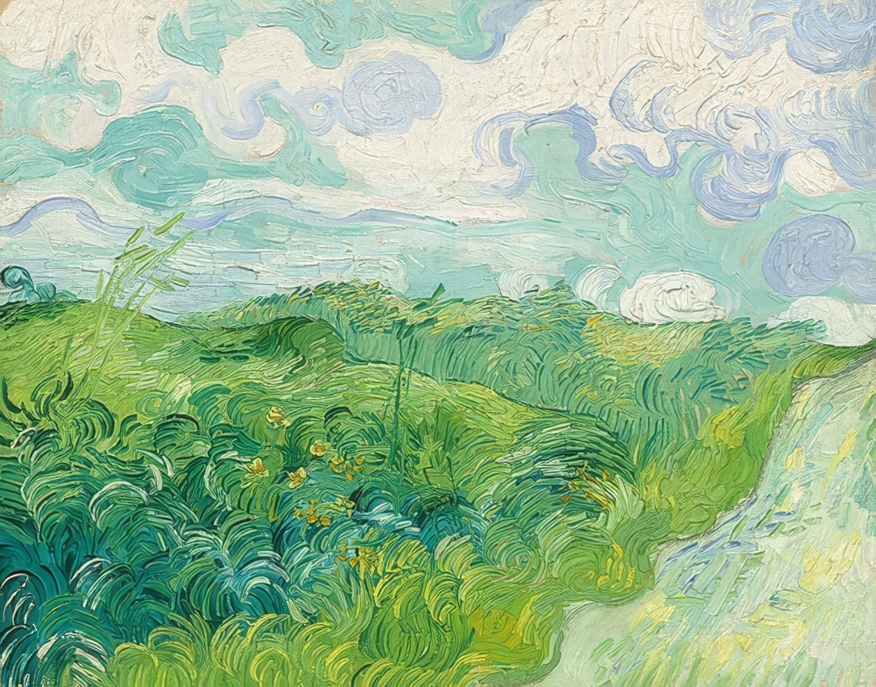 Yeşil buğday tarlaları, Auvers. 1890 by Vincent van Gogh
