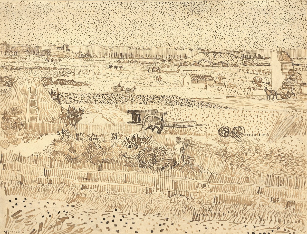 Hasat -- La Crau Ovası, 1888. by Vincent van Gogh