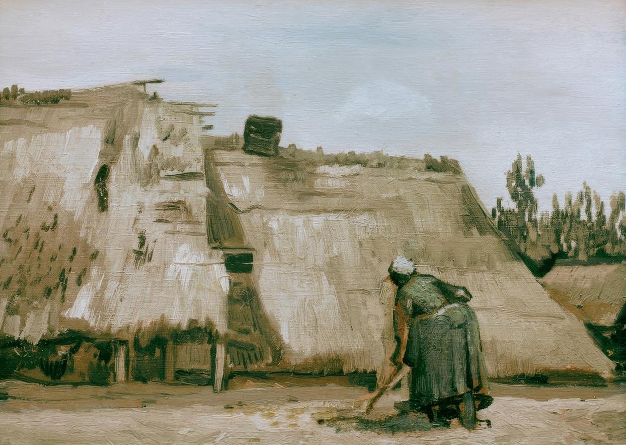 Çalışan bir çiftçinin karısıyla kulübe by Vincent van Gogh