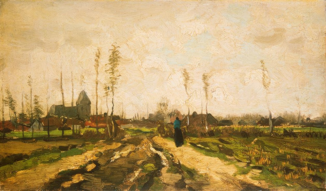 Kilise ve Evler ile Peyzaj by Vincent van Gogh