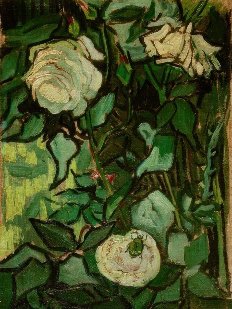 Güller ve bir böcek by Vincent van Gogh