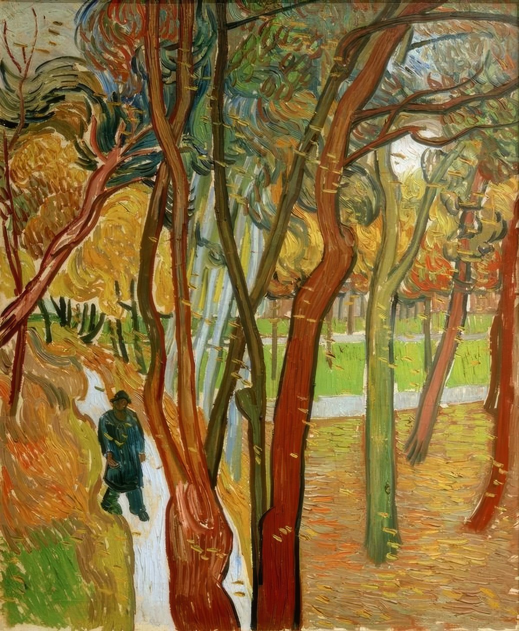 Parkta düşen yapraklarla yürüyenler by Vincent van Gogh