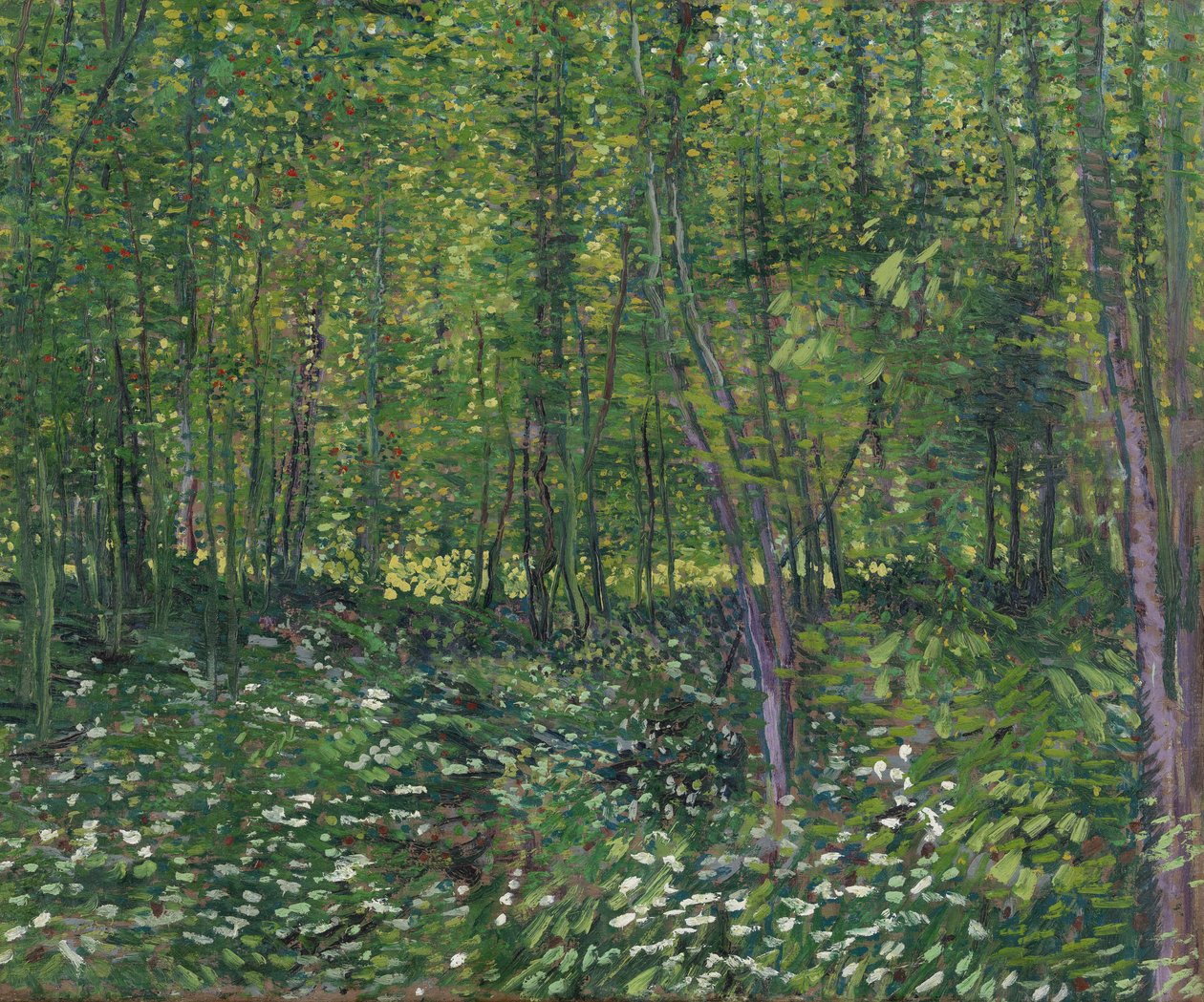 Ağaçlar ve ağaç altı, 1887 by Vincent van Gogh
