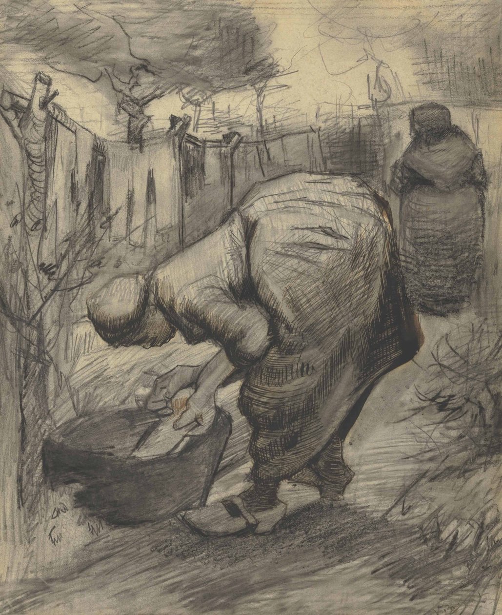 Bahçede göleti olan köylü kadın (1885) by Vincent van Gogh