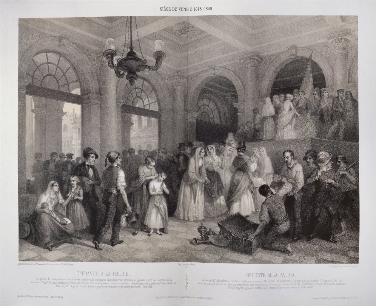1848-9 Venedik kuşatması sırasında devrime yardım etmek için mücevherlerini veren kadınlar by Vincenzo after Giacomelli