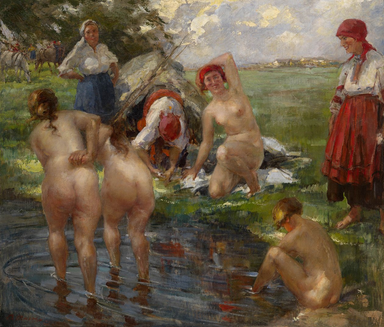 banyo yapanlar by Vitali Gavrilovich Tikhov