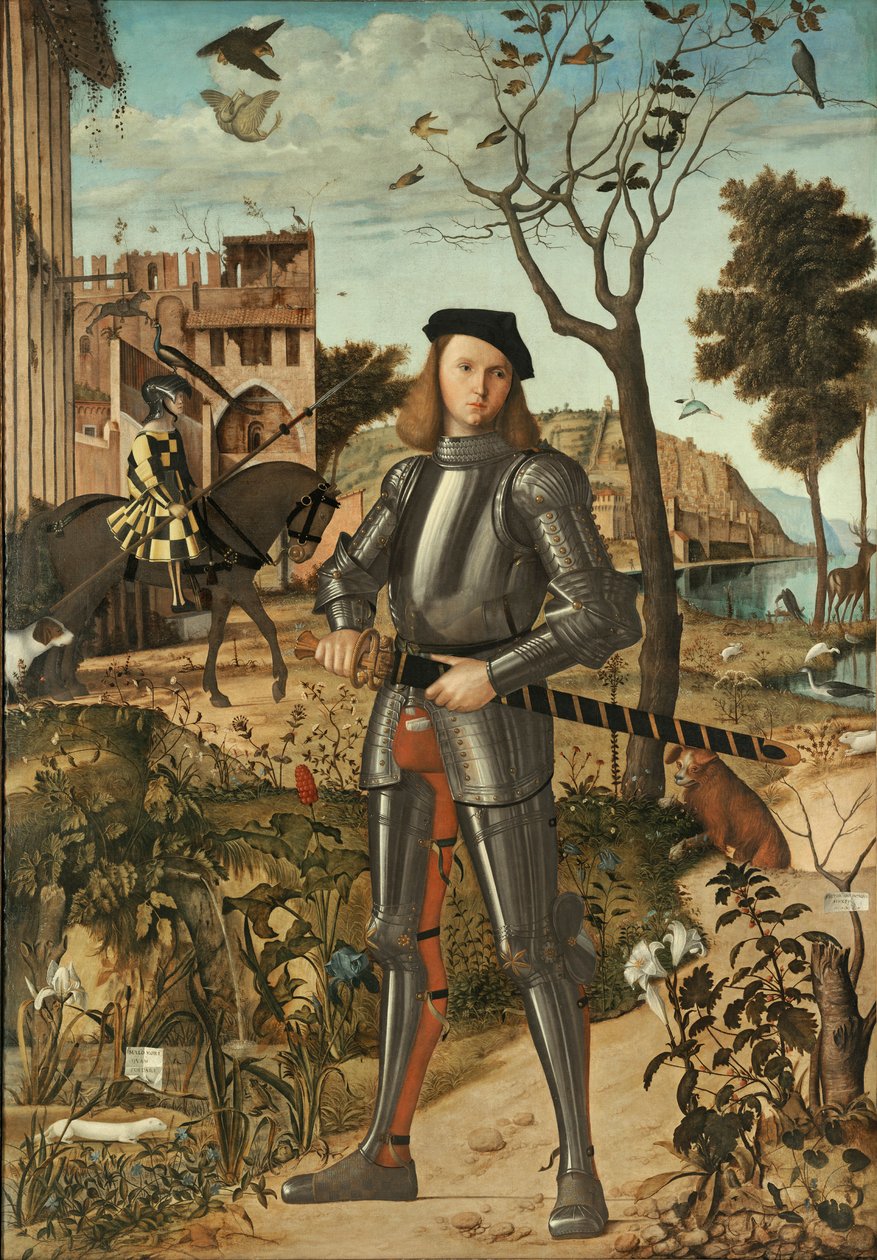 Bir manzarada genç şövalye by Vittore Carpaccio