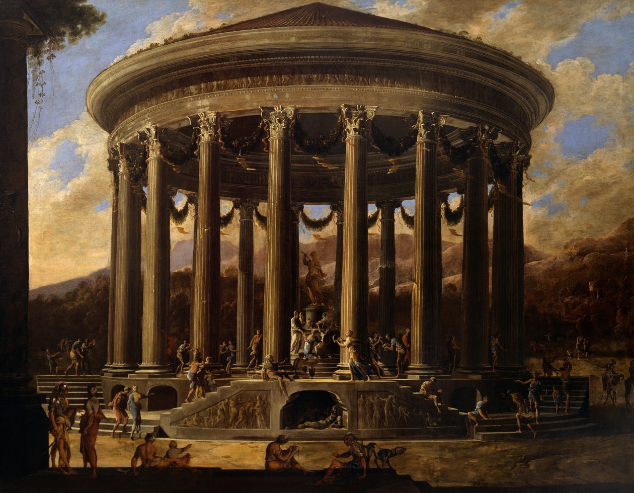 Tapınağın görünümü (tuval üzerine yağlı boya) by Viviano Codazzi