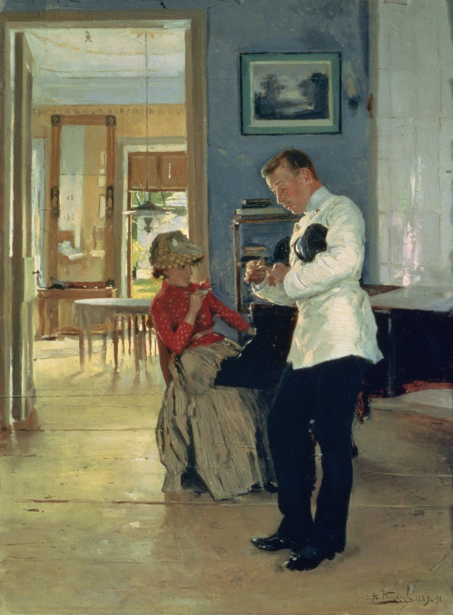 Smásali sem selur trefla til kvenna frá Troyes i by Vladimir Egorovic Makovsky