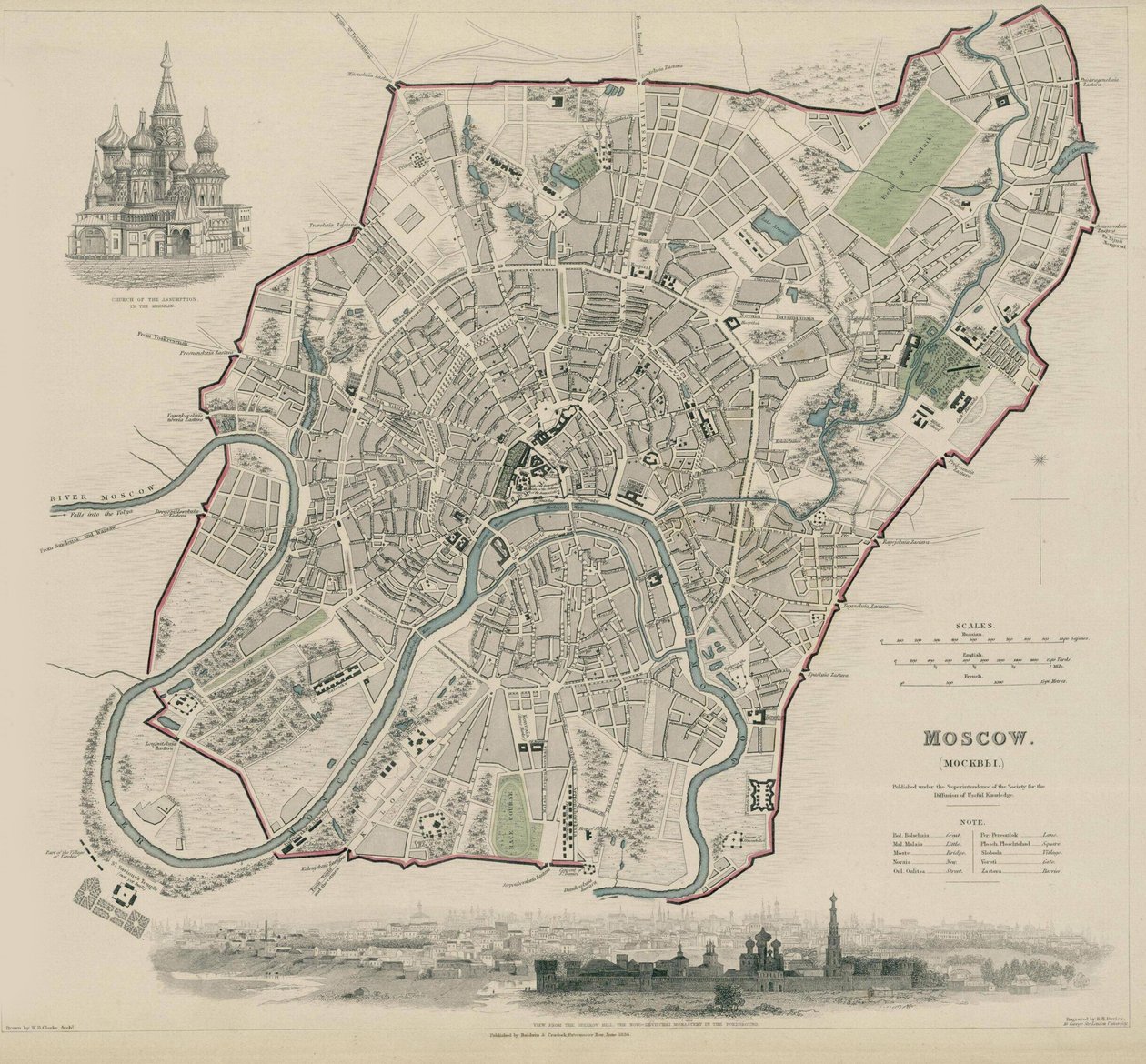 Moskova Haritası, 1836 by W.B. Clarke