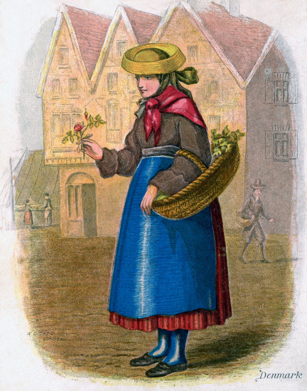 Danimarkalı Kadın Çiçek Satıyor, 1809. by W. Dickes