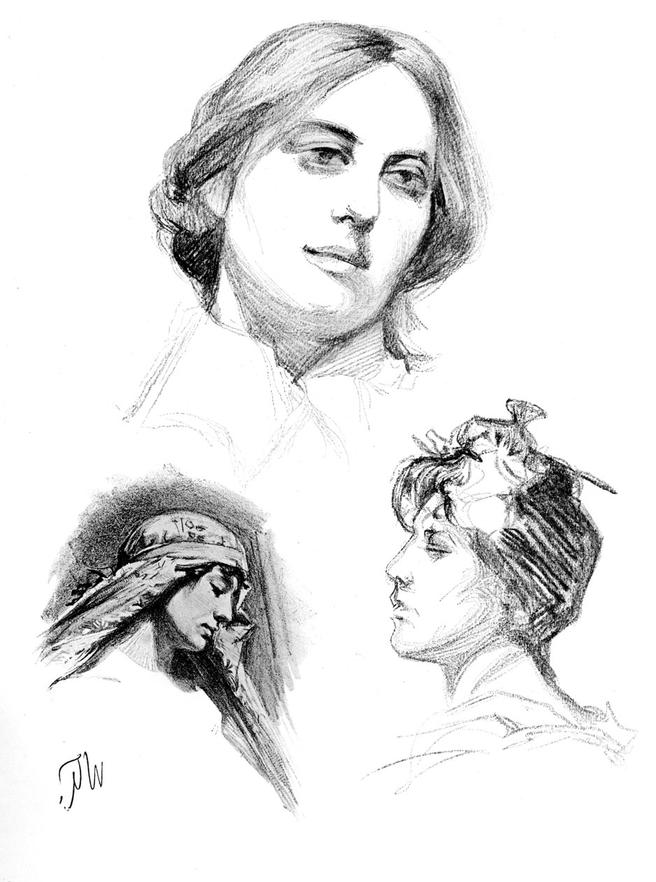 Üç kadının kalem çalışmaları, 1902-1903. by W. Gulzow