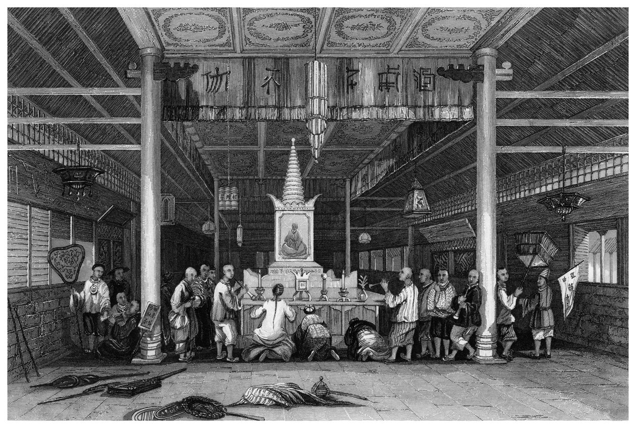 Buda Tapınağı, Kanton, Çin, 1843 by W. H. Capone