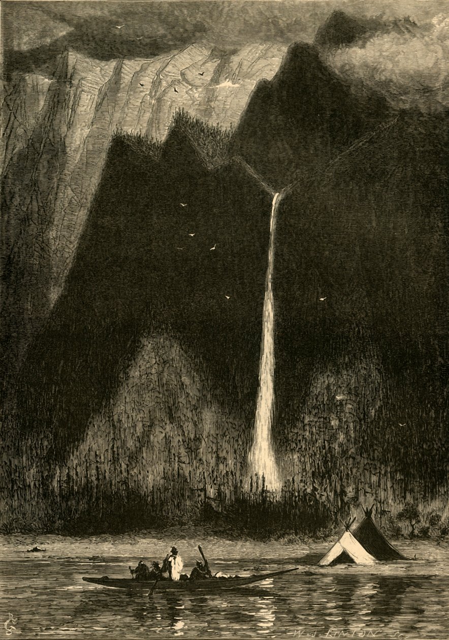 "Multnomah Şelalesi", 1872. by W. J. Linton