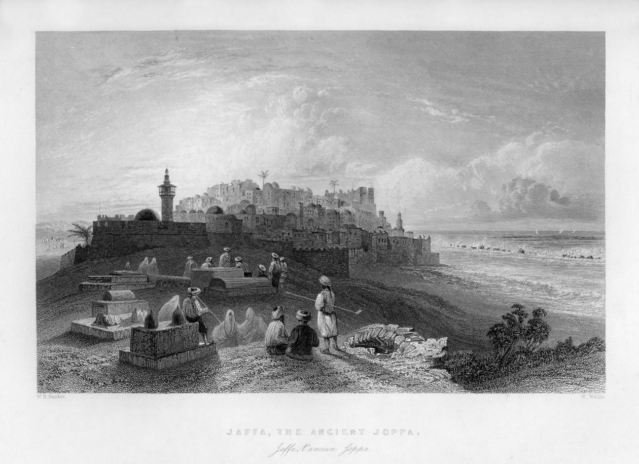 Jaffa, eski Joppa, Filistin İsrail, 1841. by W. Wallis