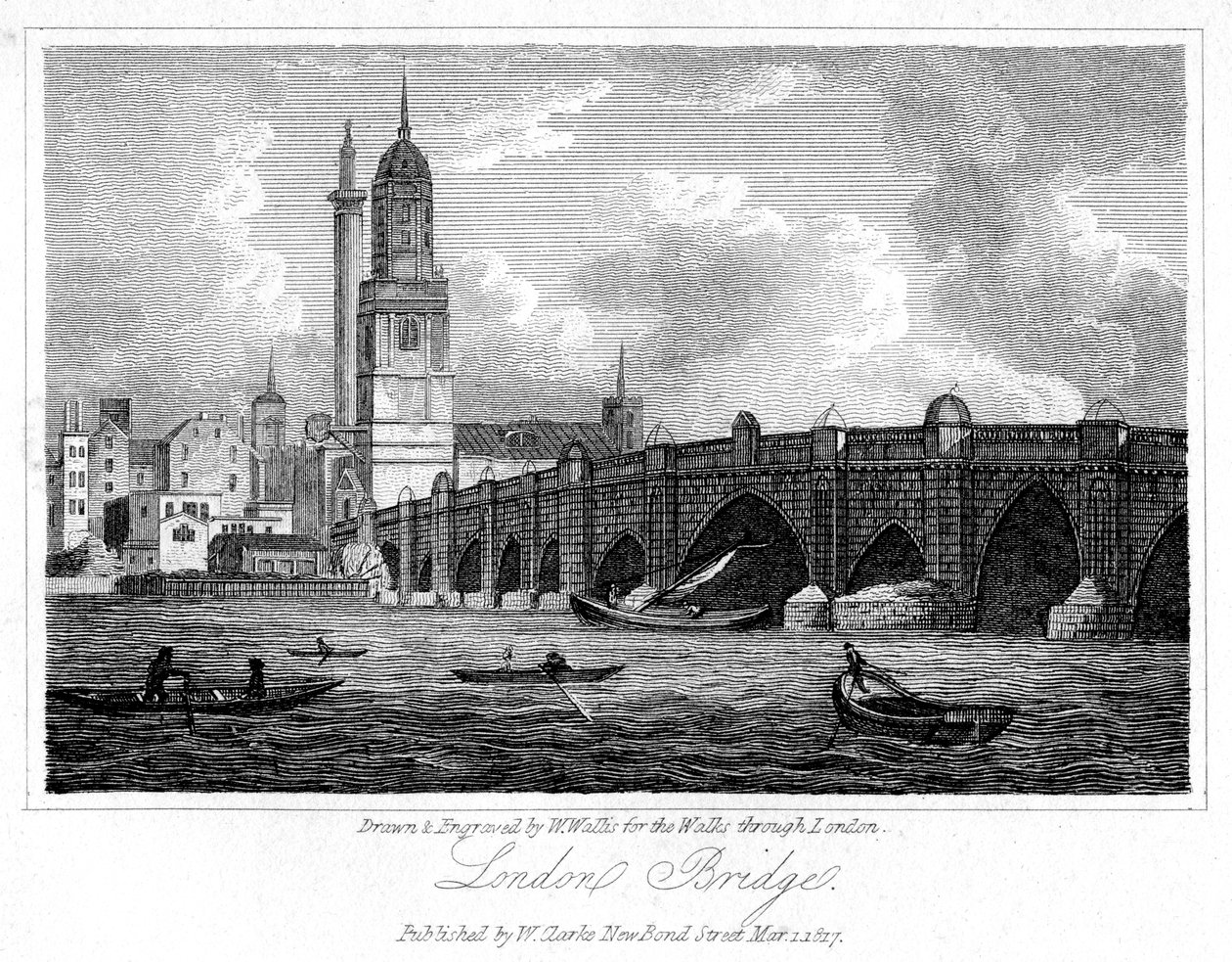 Londra Köprüsü, Londra, 1817. by W. Wallis