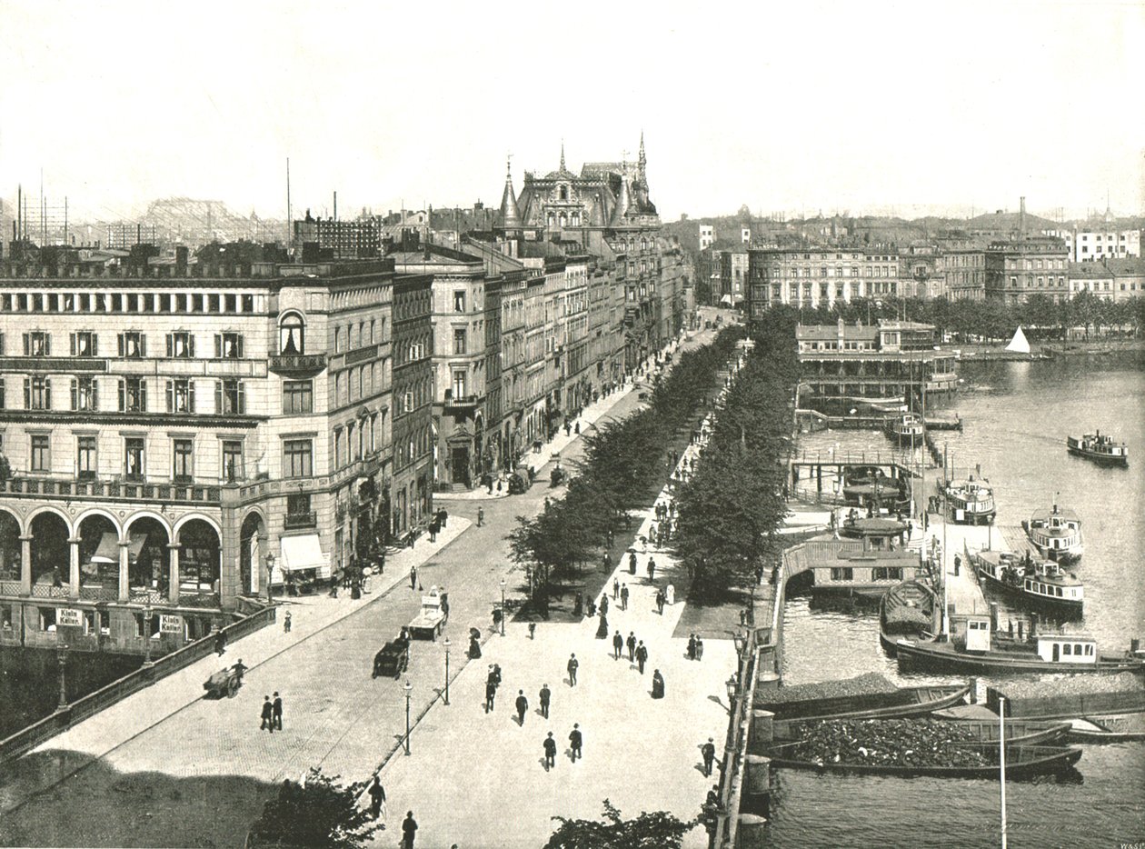 Jungfernstieg, Hamburg, Almanya, 1895. by W and S Ltd