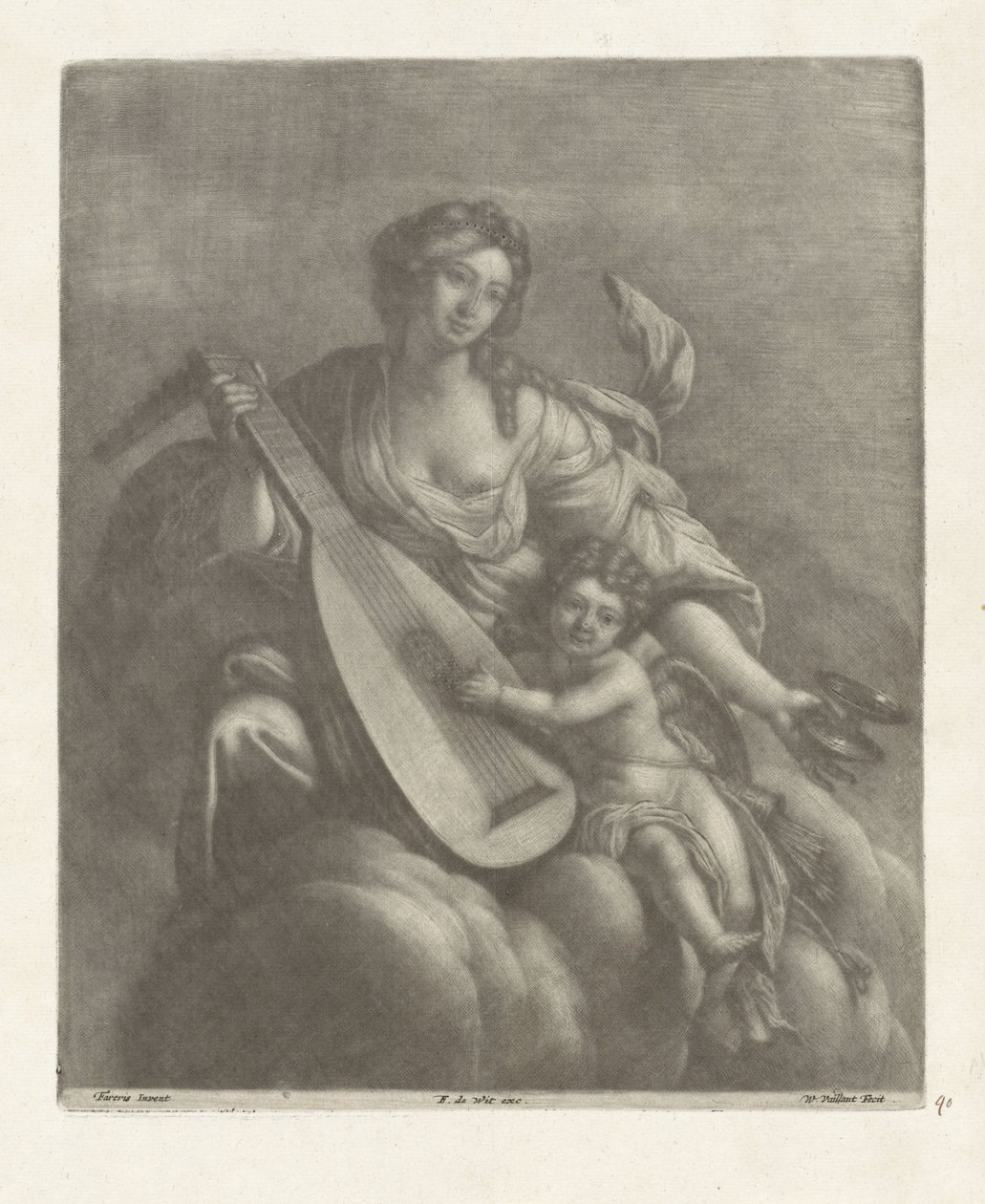 Hebe ve Amor bir bulutun üzerinde by Wallerant Vaillant