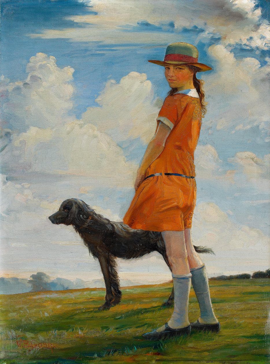 Ressamın Kızı Papazın Köpeğini Yürürken, 1924 dolayları by Walter Bonner Gash