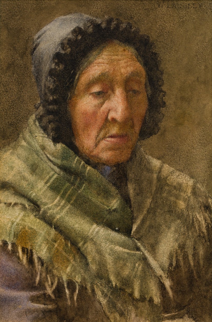 Newlyn Fishwife, 1895 (kağıt üzerinde wc) by Walter Langley