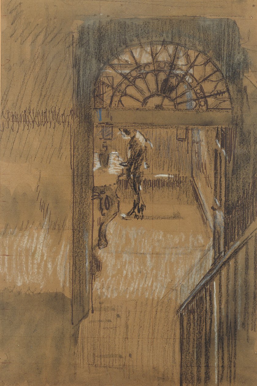Whistlers Studio (siyah beyaz tebeşir, kalem, mürekkep ve kağıt üzerine yıkama) by Walter Richard Sickert