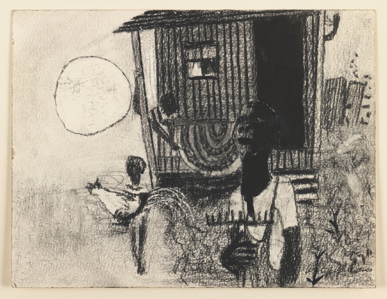 Sundown (grafit, kömür ve kağıt üzerine mürekkep) by Walter Williams