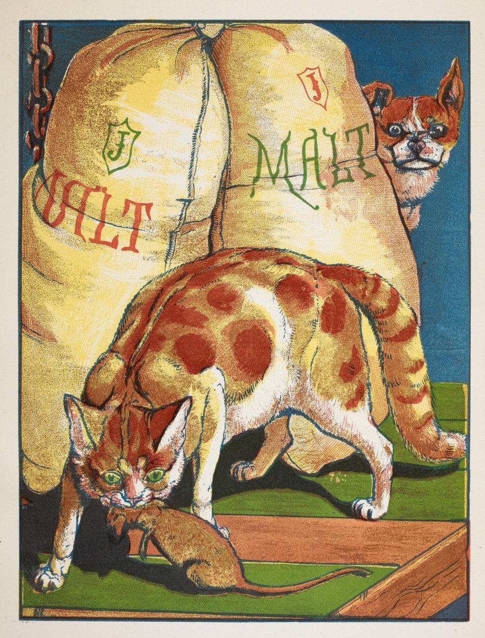 Bir fareyi öldüren bir kedi by Walter Crane