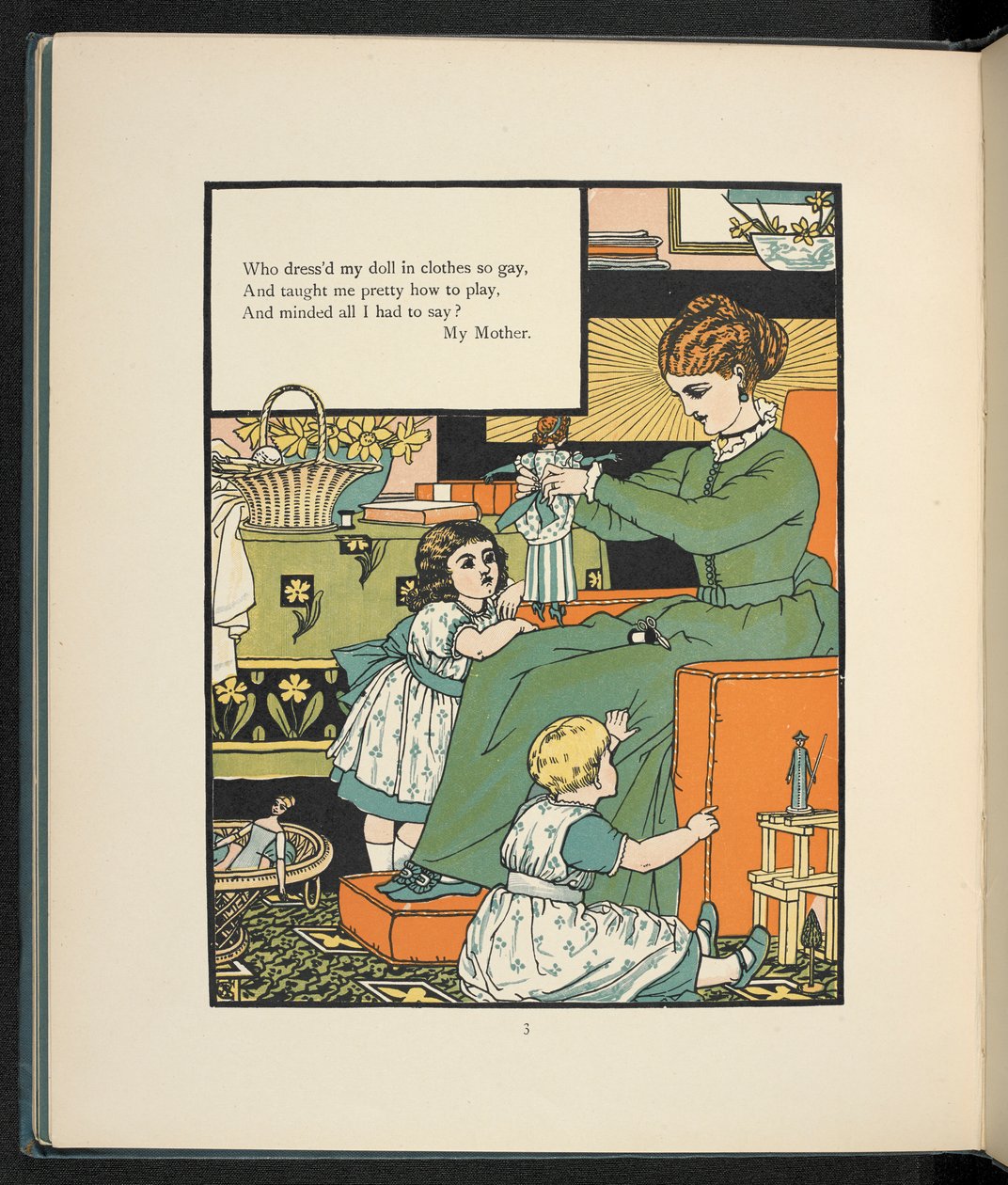 Çocuklarıyla birlikte bir anne. by Walter Crane